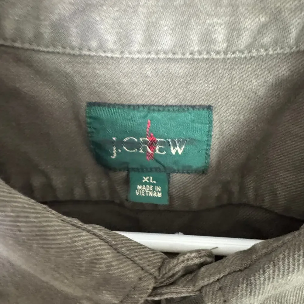 J.Crew Garment-dyed Twill Overshirt Mens XL Greenish Gray Long Sleeve Button Up